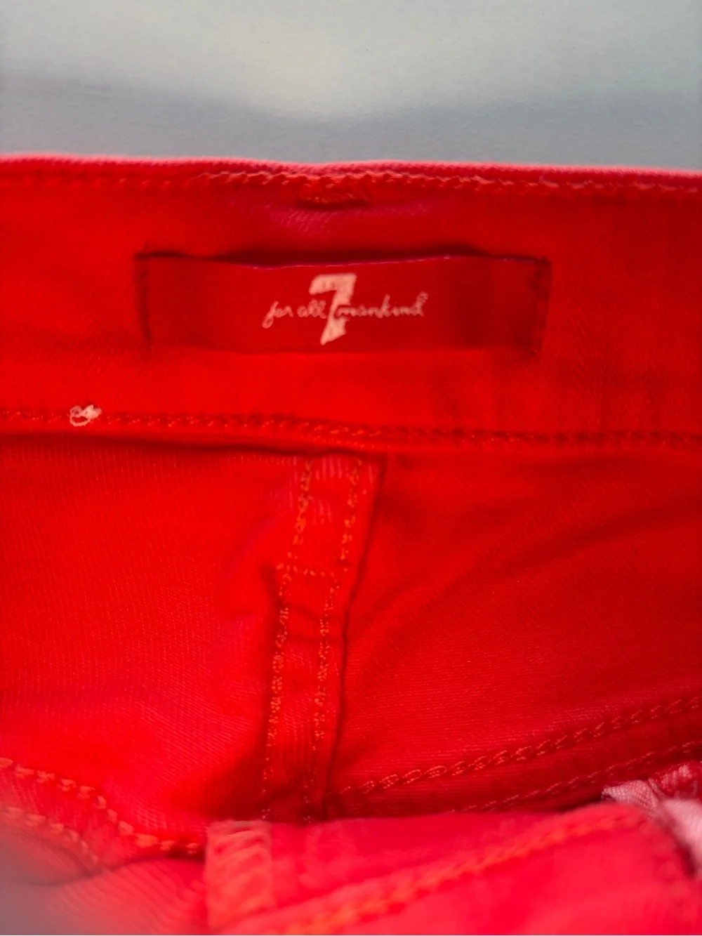 7 for all mankind red wide leg cropped denim jeans high rise women’s size 26 - Picture 5 of 9